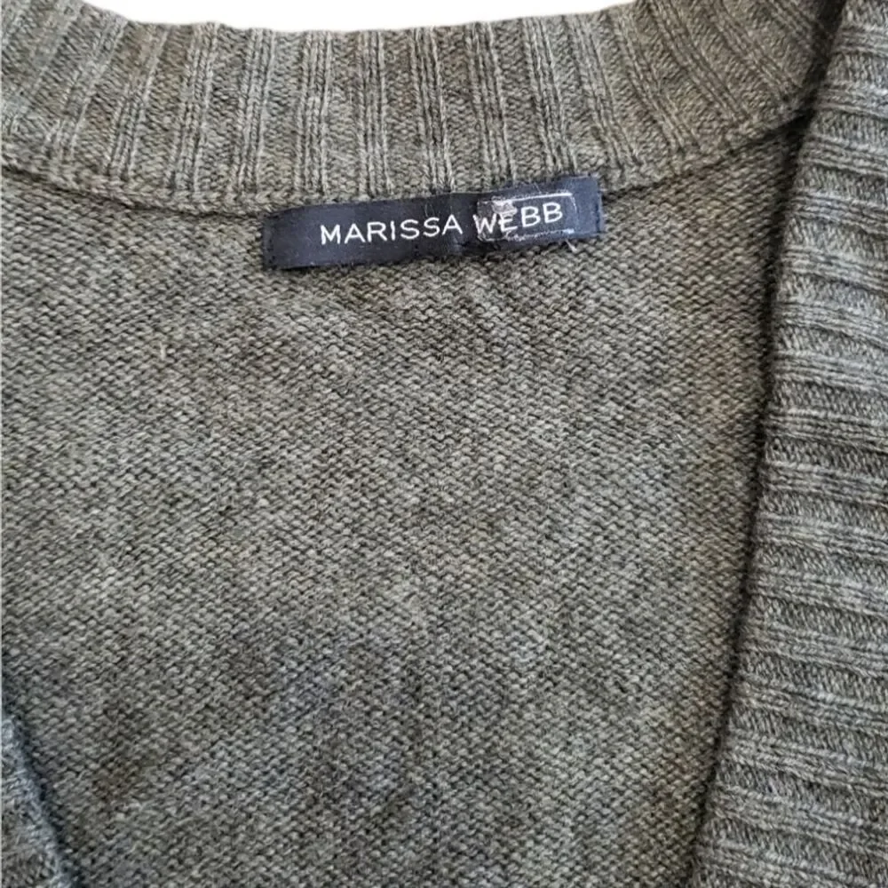 Marissa Webb Olive Lambswool Yak Cashmere Tawny V-neck Sweater XS